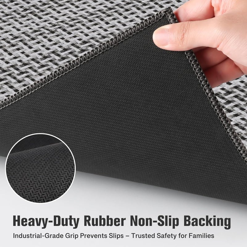 StepRite Kitchen Mats for Floor, Non-Slip Kitchen Rugs Set of 2 PCS, Super Absorbent Washable Kitchen Mats with Rubber Backing, Runner Mats for Front of Sink (20"x32"+20"x47" Grey) - Image 4