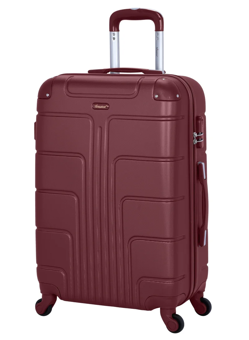 SENATOR Hard Case Travel Bag Medium Checked Luggage Trolley ABS Lightweight Suitcase with 4 Spinner Wheels A1012, Burgundy
