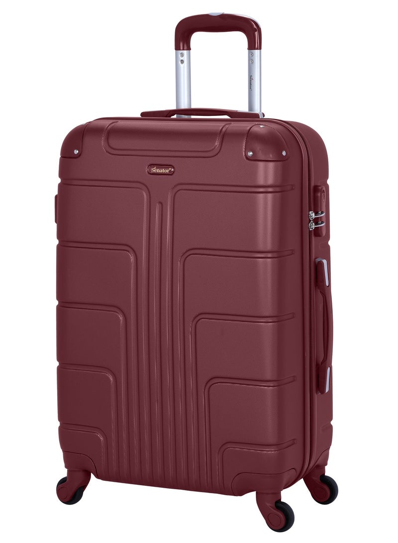 SENATOR Hard Case Travel Bag Medium Checked Luggage Trolley ABS Lightweight Suitcase with 4 Spinner Wheels A1012, Burgundy - Image 1