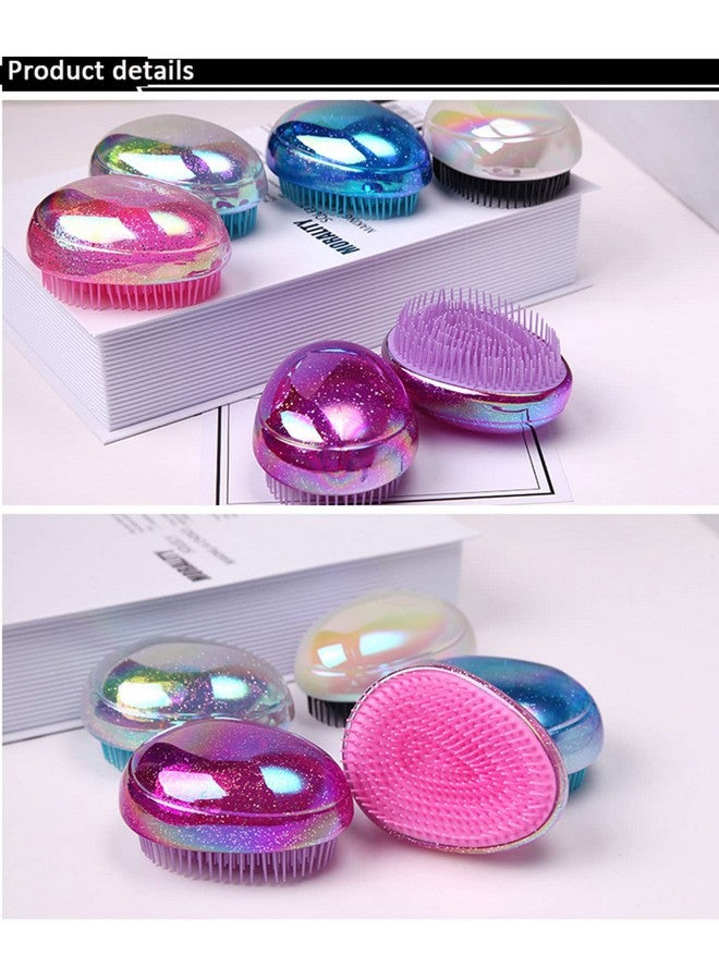 Felico Hair Brush Detangling Brush Portable Travel Glitter Egg Shape Anti Static Knots Air Cushion Massage Detangler Brush For Adults Kids Curly Long Thick Dry Wet Frizzy Damaged Hair Pink - Image 4