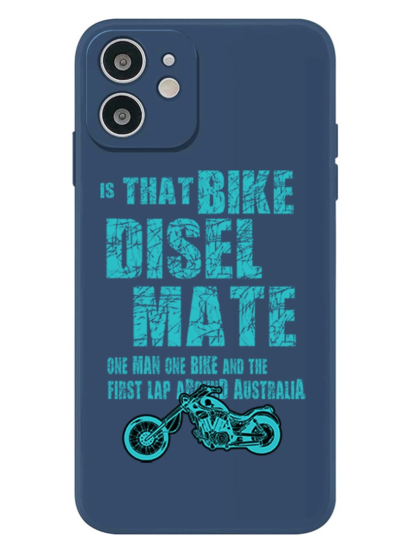 Theodor Protective Slim Fit Case Liquid Silicone Cover with Full Body Protection Anti-Scratch Shockproof Case For iPhone 12 Blue  - Bike diesel mate copy - Image 1