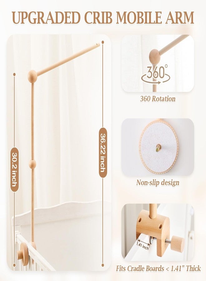let's make Baby Crib Mobile Arm - 36 Inch Wooden Mobile Arm Upgraded Adjustable Mobile Holder for Crib Mobile Hanger Baby Crib Attachment Nursery Decor - Image 2