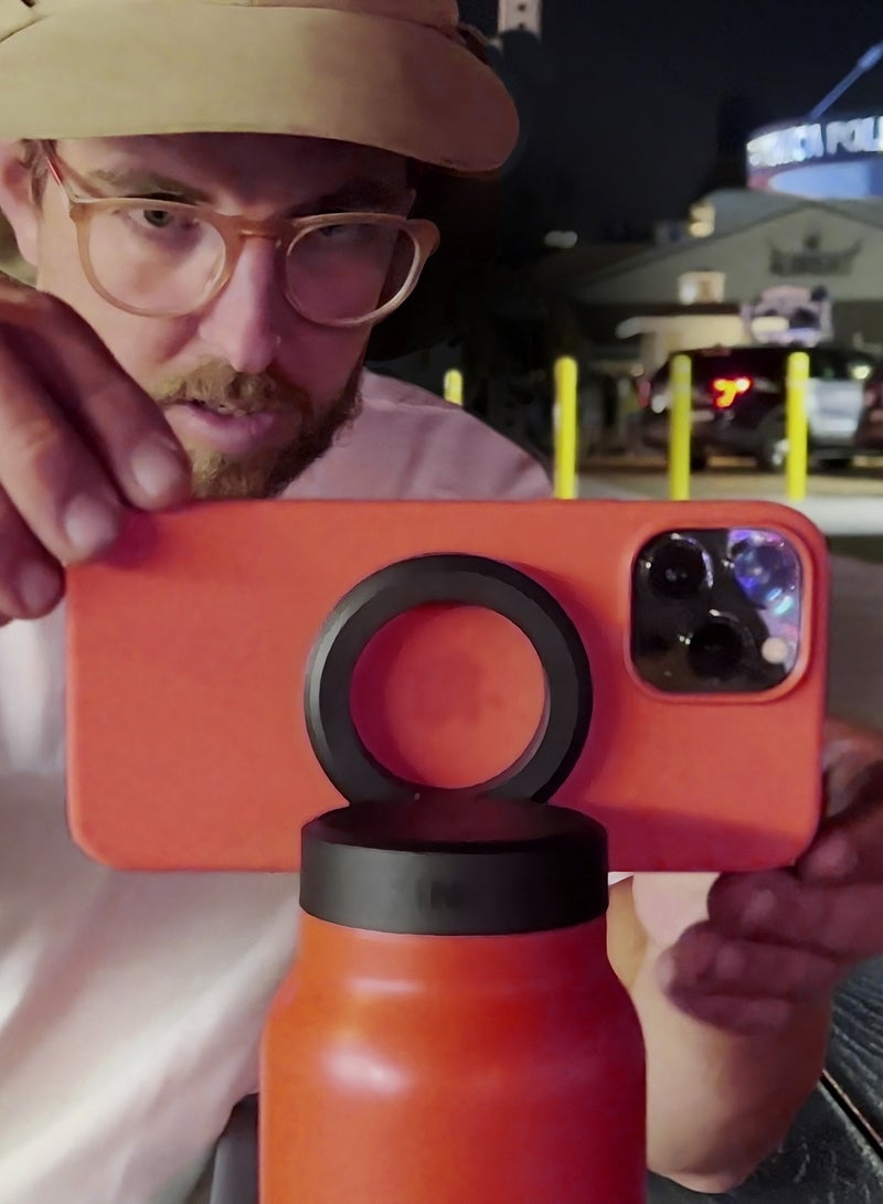 Ringo Water Bottle 32Oz + Free Magnetic Booster Ring | Stainless Steel Hydration Bottle w/ Integrated MagSafe Phone Mount, 12Hrs Hot/24Hrs Cold, BPA-Free , Works w/ All Devices Android & iOS - Orange  - Image 5