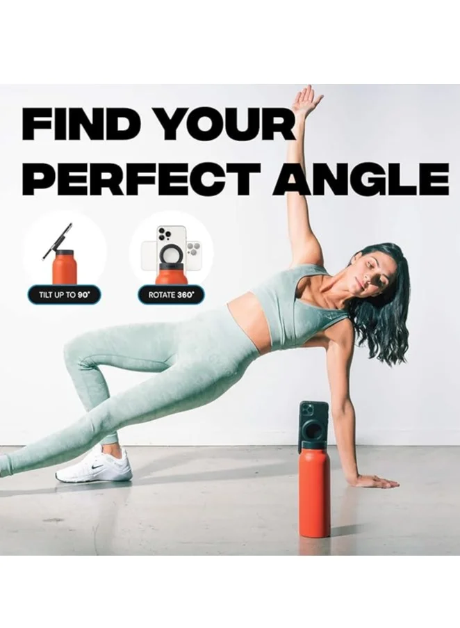 Ringo Water Bottle 32Oz + Free Magnetic Booster Ring | Stainless Steel Hydration Bottle w/ Integrated MagSafe Phone Mount, 12Hrs Hot/24Hrs Cold, BPA-Free , Works w/ All Devices Android & iOS - Orange