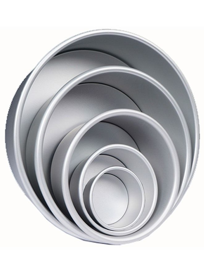 5-Piece Round Removable Bottom Cheesecake Pan Silver 2" 4" 6" 8 " 10" inch
