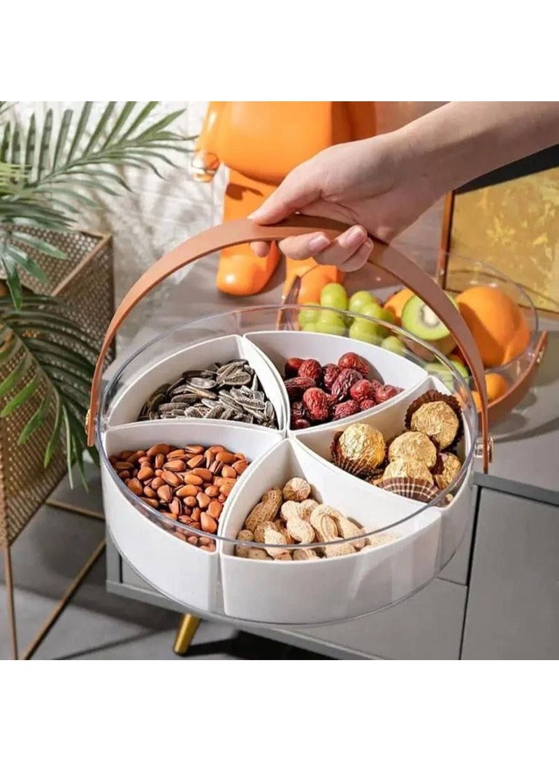 Premium divided snack and nut serving tray with transparent lid and leather handle - Acrylic dessert and snack organizer - Image 5