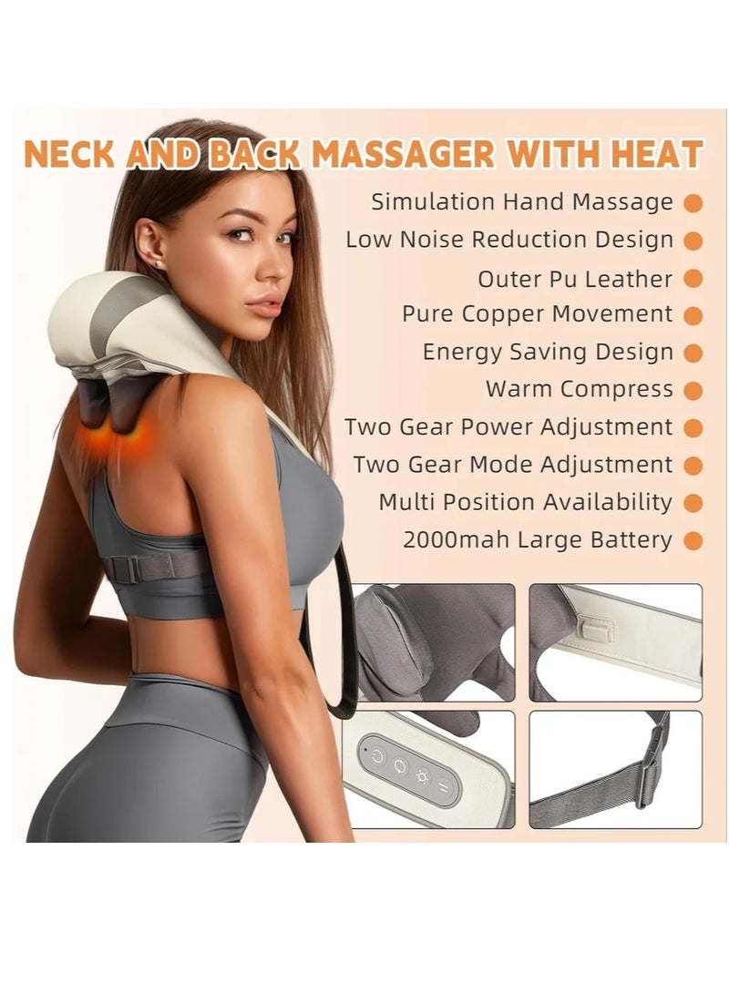 DubaiGallery أفضل جهاز تدليك للرقبة لتخفيف الألم أنسجة عميقة، أجهزة تدليك للرقبة والكتف مع حرارة، تحاكي قبضة اليد البشرية وعجن، أفضل أجهزة تدليك كهربائية للظهر للرجال والنساء - Image 4