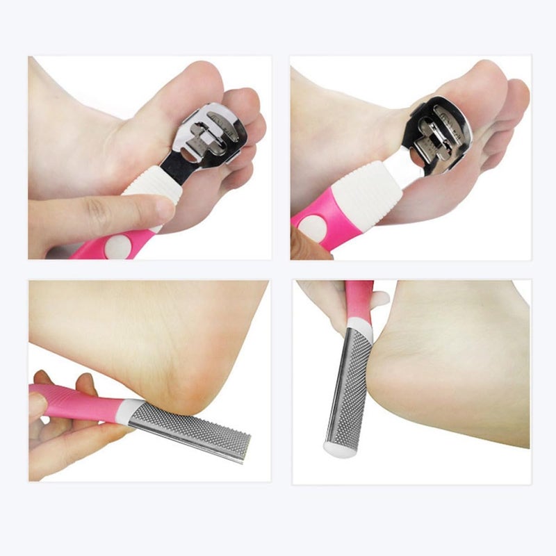 Foot Dead Skin Remover Pedicure Set with Multi-Purpose Foot File Callus Exfoliator Tools for Men and Women Professional Home Use Pink Kit - Image 3