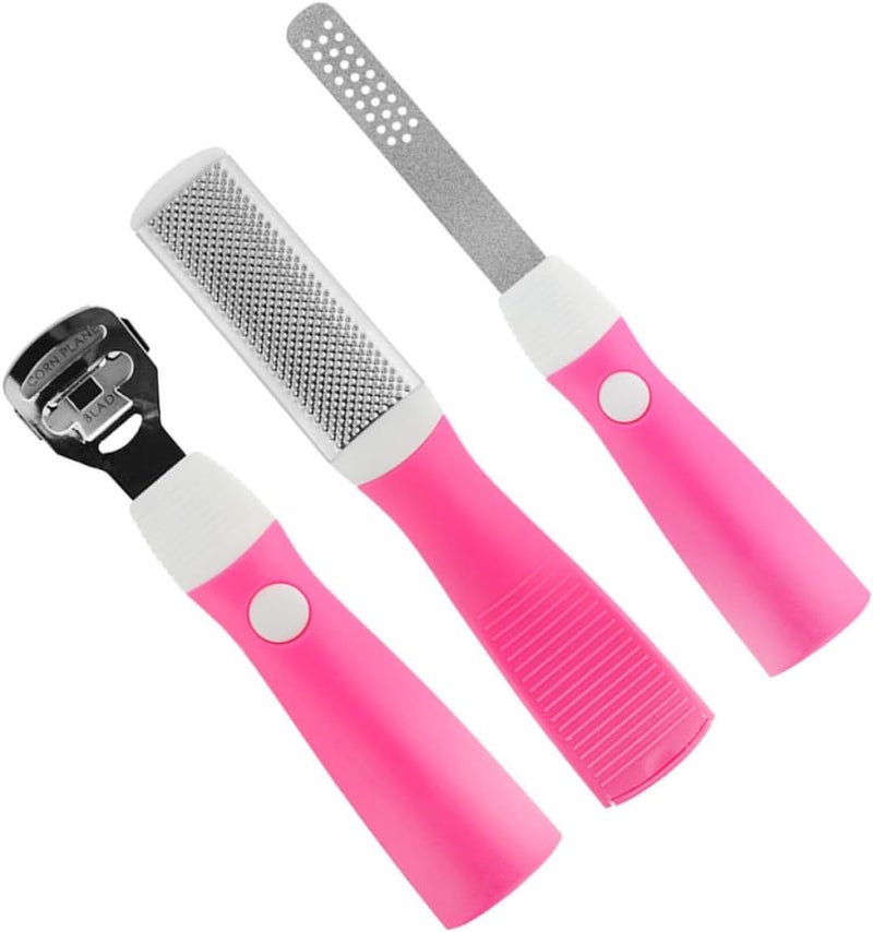 Foot Dead Skin Remover Pedicure Set with Multi-Purpose Foot File Callus Exfoliator Tools for Men and Women Professional Home Use Pink Kit - Image 1