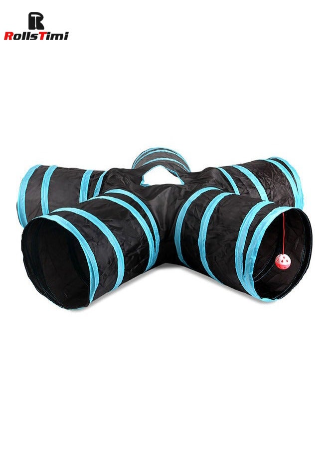 Cat Tunnel Toy 5 Way, Collapsible Cat Playhouse Pet Play Tunnel Tube with Storage Bag