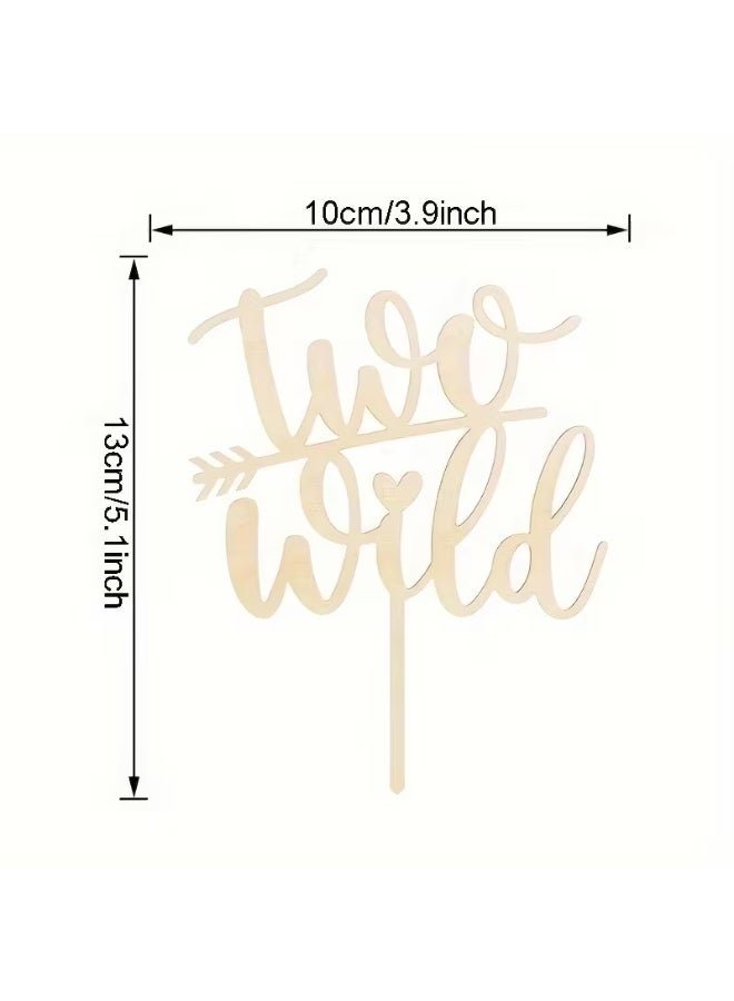 يلازيلا Two year old / 2nd year Birthday (Two Wild) Wooden Cake Topper - Image 2
