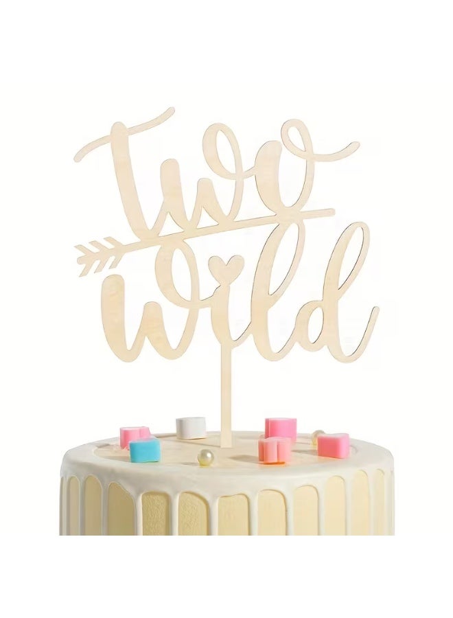 يلازيلا Two year old / 2nd year Birthday (Two Wild) Wooden Cake Topper - Image 1