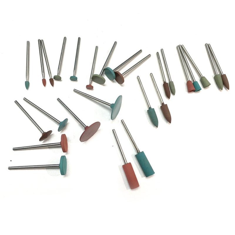PHYHOO Polishing Burr Jewelry Polishing Rubber Rotary Tools Accessories DiamondinRubber Emery Polishing Bit Set Metal Glass Stone Tile 26 Pieces