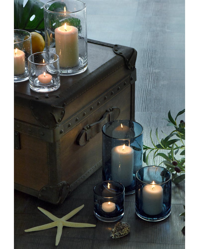 ARIAMOTION Blue Candle Holder for Pillar Tealights Modern Bubbles Glass Hurricane Cylinder Vases Table centerpieces Kitchen Island Dining Room Coffee Bar 8" 5" 3.5" Height Set 3 - Image 5