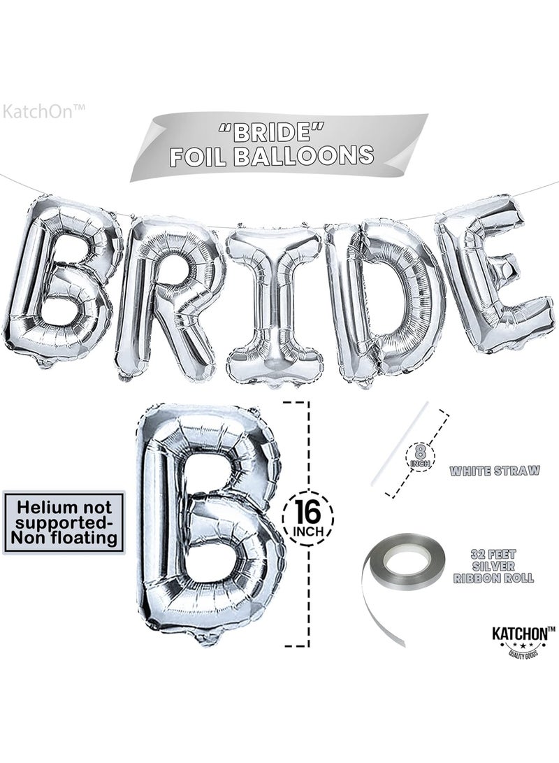 KATCHON Bride Balloons Silver - 16 Inch | Bachelorette Party Decorations | Silver Bride Balloons Bachelorette for Bridal Shower Decorations | Bridal Shower balloons - Image 3