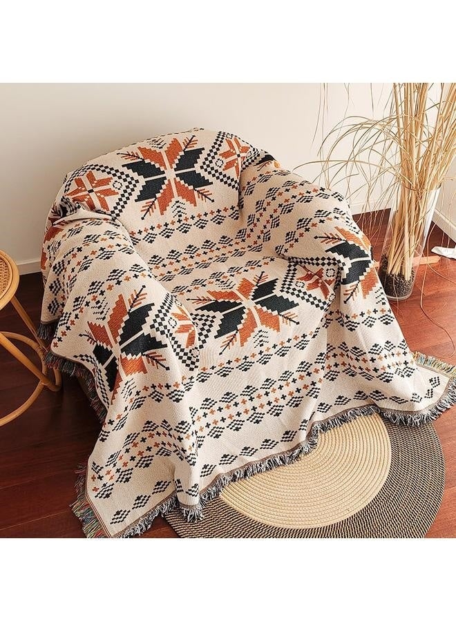 Sofa Throw Blanket,Bohemian Geometric Tassel Woven Sofa Blanket For Bedroom Recliner,Moisture Proof Picnic Mat For Outdoor,130x180cm  - Image 1