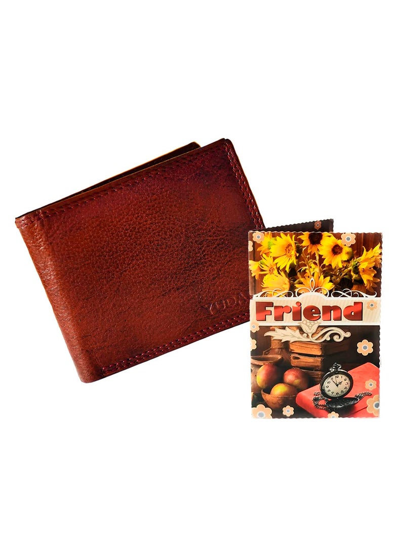 Saugat Traders - Saugat Traders Gift for Friend Boys - Men Leather Wallet & Greeting Card - Gift for Male Friend-Birthday Gift - Image 1