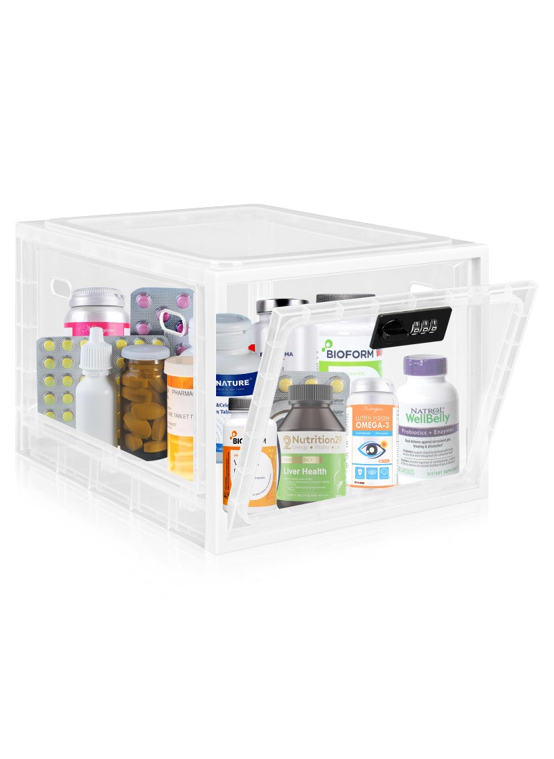 Gemaxvoled Medicine Lock Box for Safe Medication Premium Material Lockable Storage Box Locking Organizer Bin with Combination Code for Fridge FoodSnacksPhoneTablet JailHomeOffice Storage Lockers 