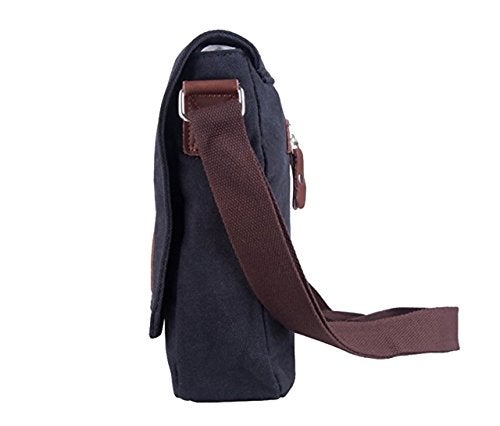 HuaChen Vintage Canvas Messenger Bag – 14” Laptop Shoulder Satchel Crossbody Sling Bookbag for Men & Women - M36 Grey - Image 3