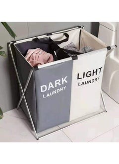 Rock Pow 125L Laundry Basket Clothes Hamper Organizer Sorter Storage Foldable 2 Sections Hampers with Aluminum Frame (24x 15x 23 inches) Washing Dirty Cloth Bag for Bathroom Bedroom Garage  - Image 1