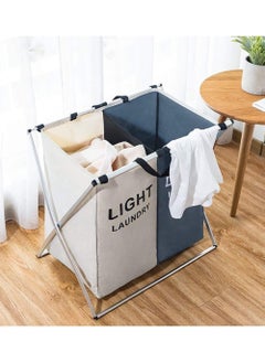 Rock Pow 125L Laundry Basket Clothes Hamper Organizer Sorter Storage Foldable 2 Sections Hampers with Aluminum Frame (24x 15x 23 inches) Washing Dirty Cloth Bag for Bathroom Bedroom Garage  - Image 2