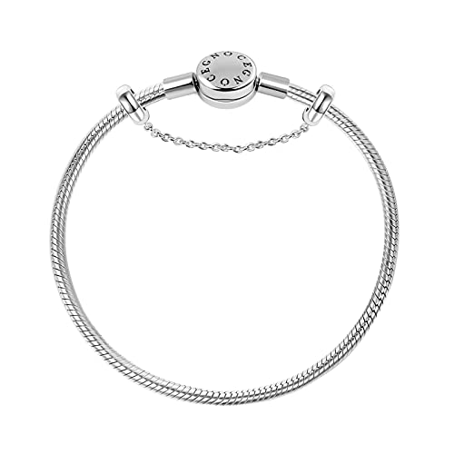 GNOCE Charm Bracelet Stainless Steel Snake Chain Metal Basic Charm Bracelet DIY Bangle with Round shaped Clasp (Stainless Steel, 8.3) - Image 2