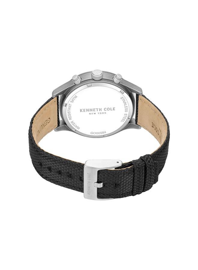 كينيث كول نيو يورك ساعة كرونوغراف رجالية تومسون بقرص فضي عتيق وسوار نايلون أسود - . مم - Image 3