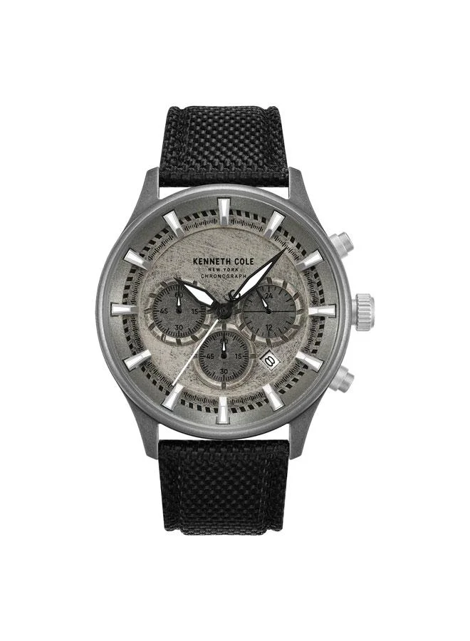 Thompson Antique Silver Dial Black Nylon Strap Chronograph Watch for Men - 43.5mm