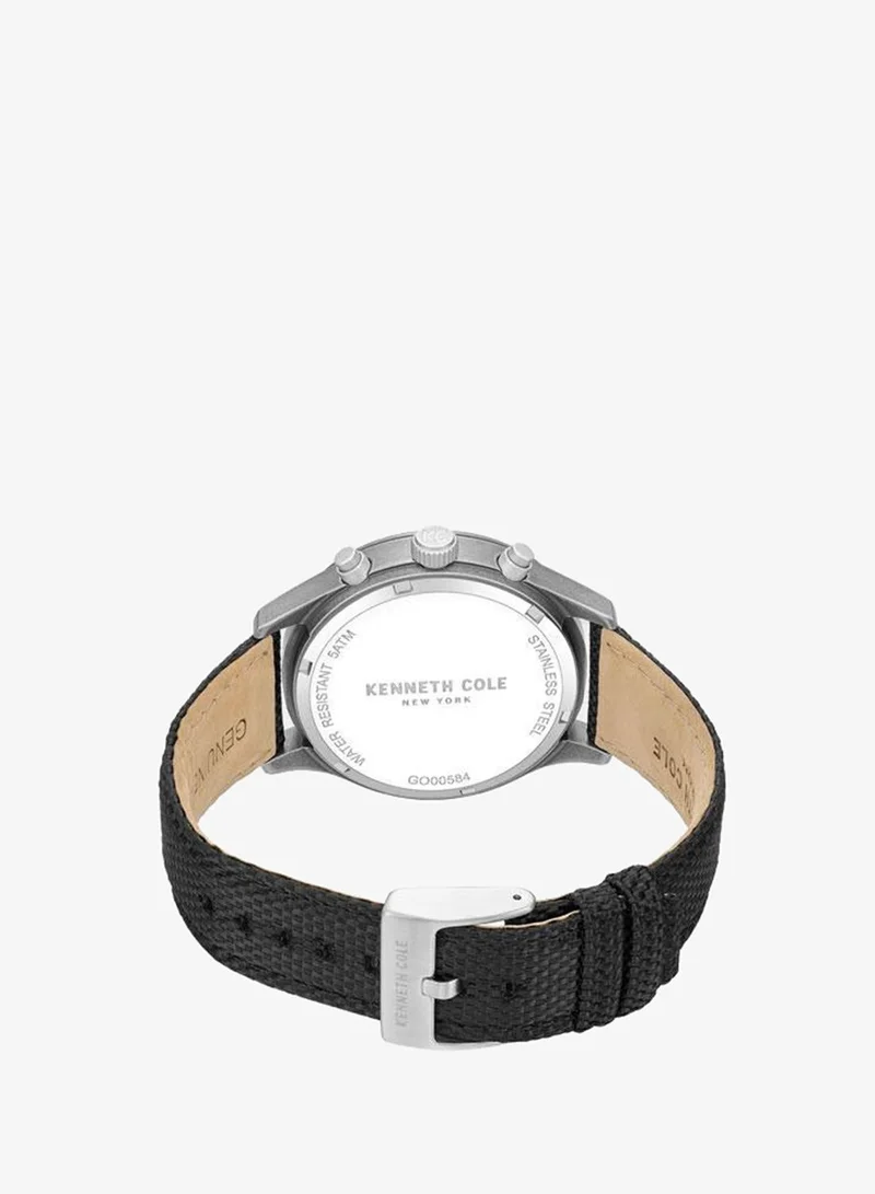 Kenneth Cole New York Antique Silver Thompson Antique Silver Dial Black Nylon Strap Chronograph Watch for Men - 43.5mm for Men | Best Price UAE