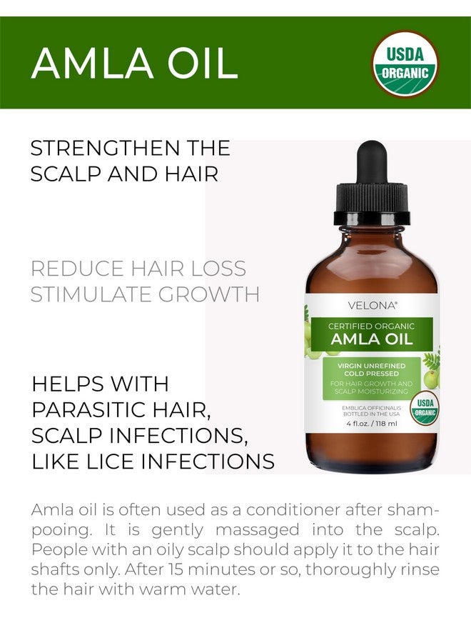 velona Amla Oil USDA Certified Organic - 4 FL Oz (With Dropper) | 100% Pure and Natural Carrier Oil | Extra Virgin, Unrefined, Cold Pressed - Image 2