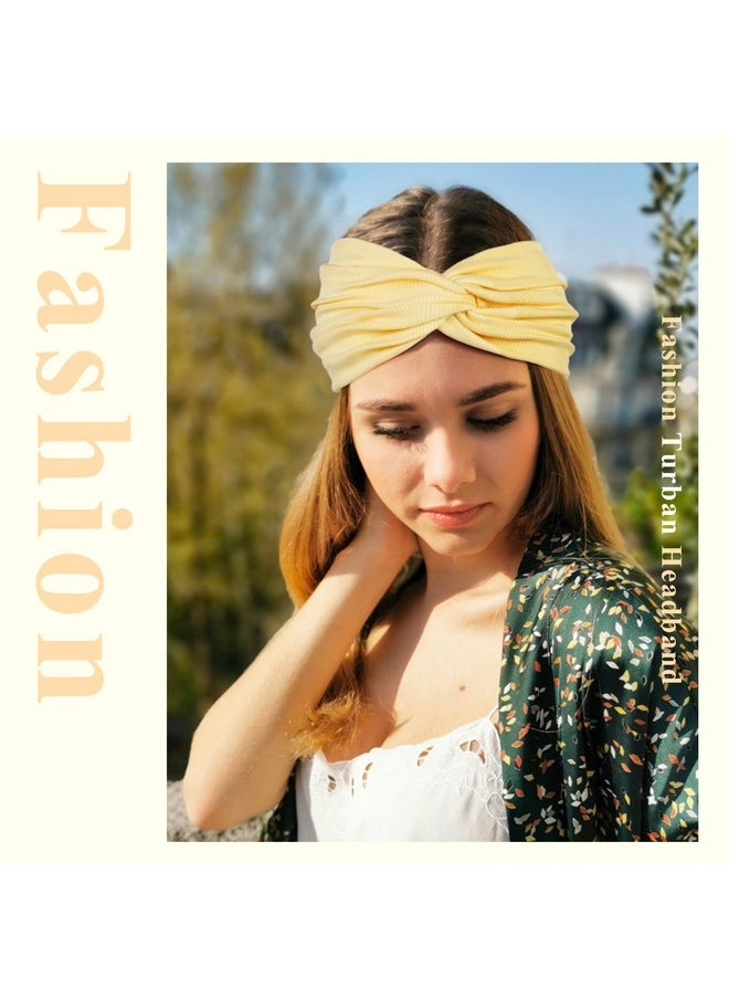 AKTVSHOW 7'' Wide Headbands For Women, Womens Fashion Turban Headband Thick Fabric Soft Hairband Elastic Twisted Head Scarves Thread Ribbed Knotted Hair Accessories  - Image 3