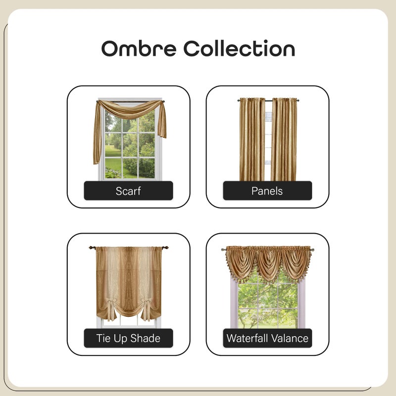 ACHIM Soft Waterfall Valance Window Curtains - 46 Inch Width, 40 Inch Length - Ombre (Sandstone) - Light Filtering Decorative Polyester Drapes for Bedroom Living & Dining Room Home Decor - Image 5