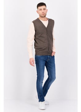Sorbino Men V Neck Knitted Vest Sweater, Taupe  - Image 4