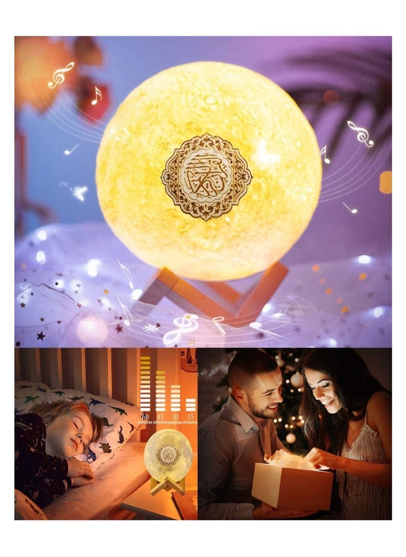 ELTRAZONE - Portable Bluetooth Speaker, 4 in 1 Quran Speaker with 16 Colors 3D Print Moon Lamp Night Light, Quran Recitations and Song FM Broadcast - Image 1