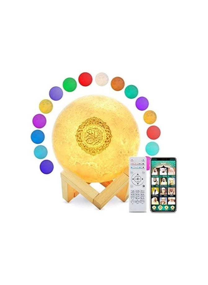 ELTRAZONE - Portable Bluetooth Speaker, 4 in 1 Quran Speaker with 16 Colors 3D Print Moon Lamp Night Light, Quran Recitations and Song FM Broadcast - Image 1