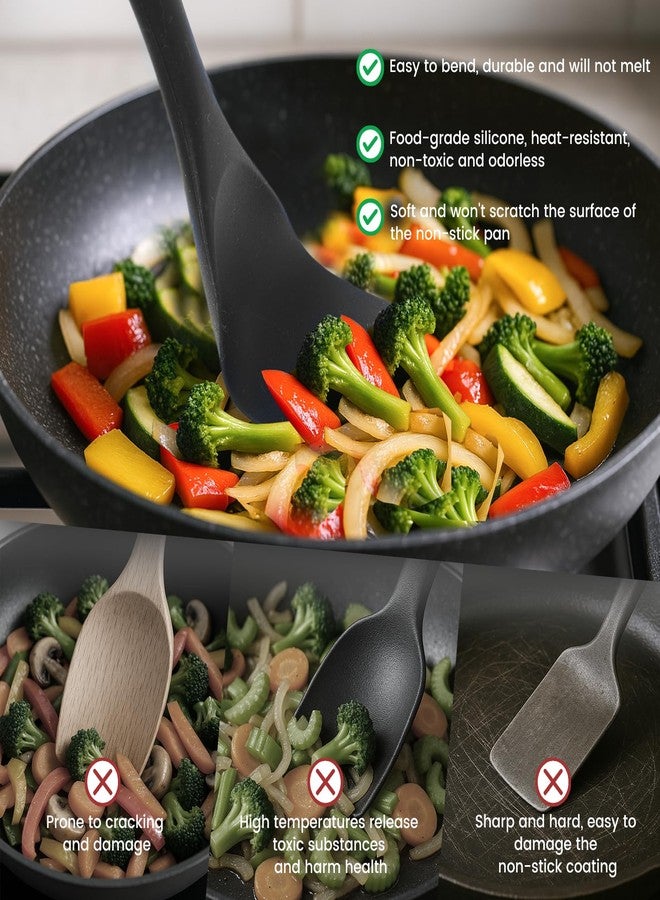 HANSGO Silicone Cooking Utensils Set - 446°F Heat Resistant Kitchen Utensils Set, 10PCS Kitchen Gadgets with Hanging Hole for Nonstick Cookware, Dishwasher Safe, Black - Image 3