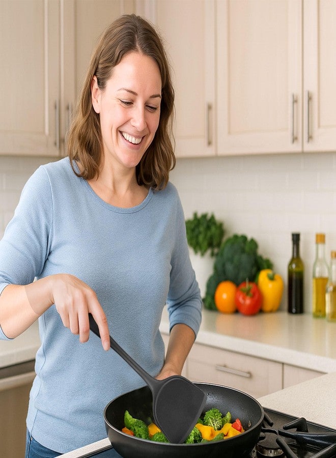 HANSGO Silicone Cooking Utensils Set - 446°F Heat Resistant Kitchen Utensils Set, 10PCS Kitchen Gadgets with Hanging Hole for Nonstick Cookware, Dishwasher Safe, Black - Image 5