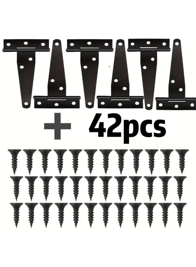 28Pcs Heavy Duty Black T Hinges With Screws Rustproof Durable For Shed Barn Gate Doors - Image 4