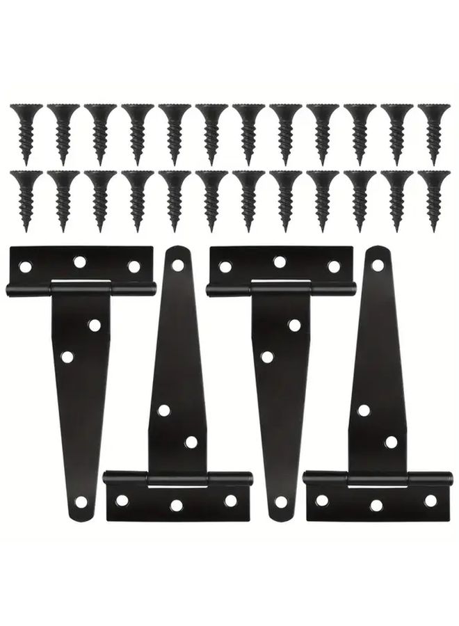 28Pcs Heavy Duty Black T Hinges With Screws Rustproof Durable For Shed Barn Gate Doors - Image 1