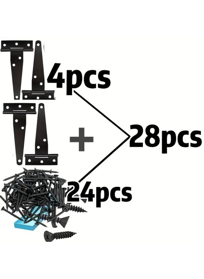 28Pcs Heavy Duty Black T Hinges With Screws Rustproof Durable For Shed Barn Gate Doors - Image 5
