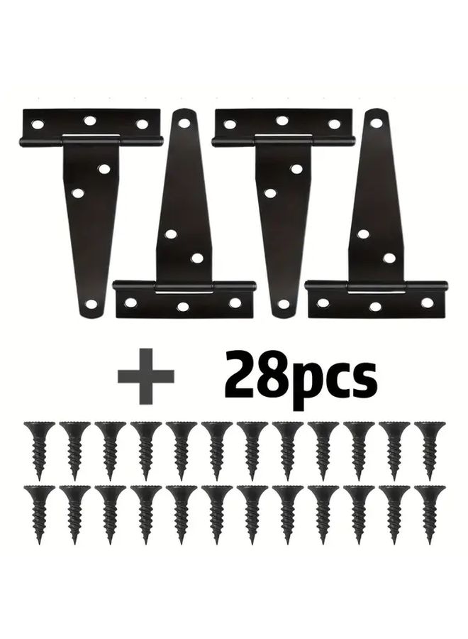 28Pcs Heavy Duty Black T Hinges With Screws Rustproof Durable For Shed Barn Gate Doors - Image 3