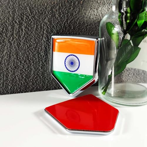 Newperlite India Flag Decal Sticker Car Emblem Indian Flag Car Decoration Accessories Chrome Shield for Truck Vehicles Cars, 2 Pack - Image 3