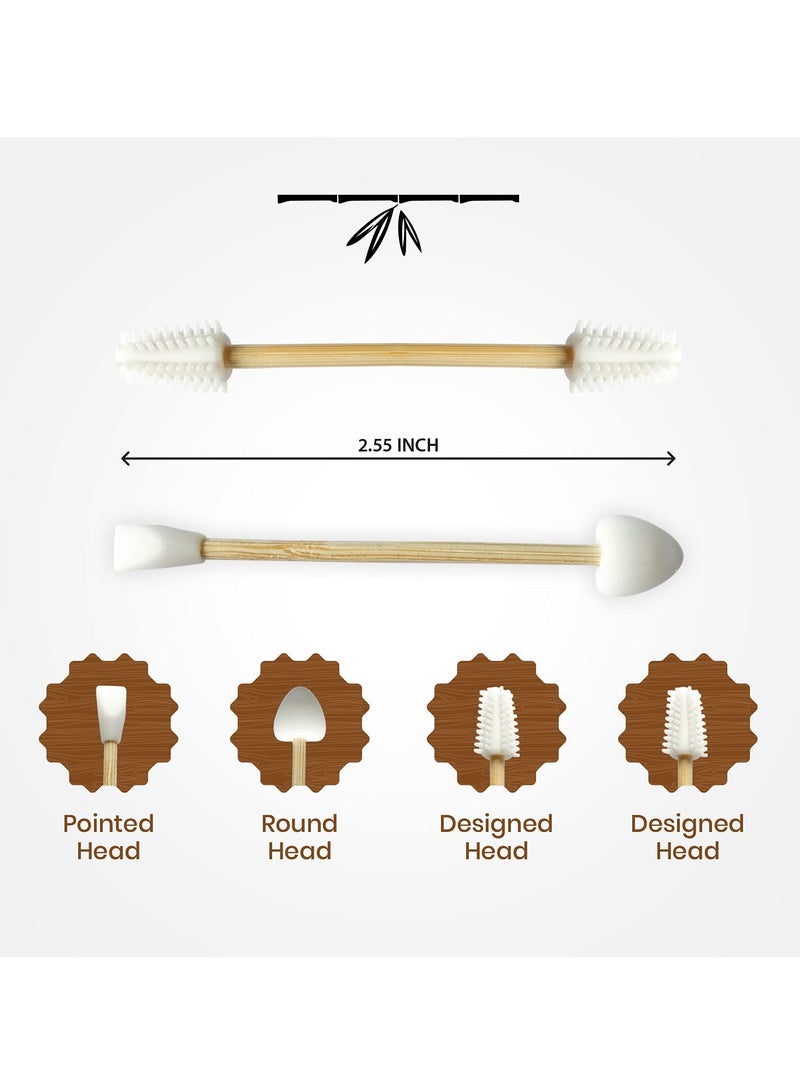 Barakah عبوة 2 من أعواد القطن القابلة لإعادة الاستخدام للأذنين مع علبة سفر مغناطيسية من الخيزران، مجموعة لتنظيف الأذن وتطبيق المكياج - Image 5