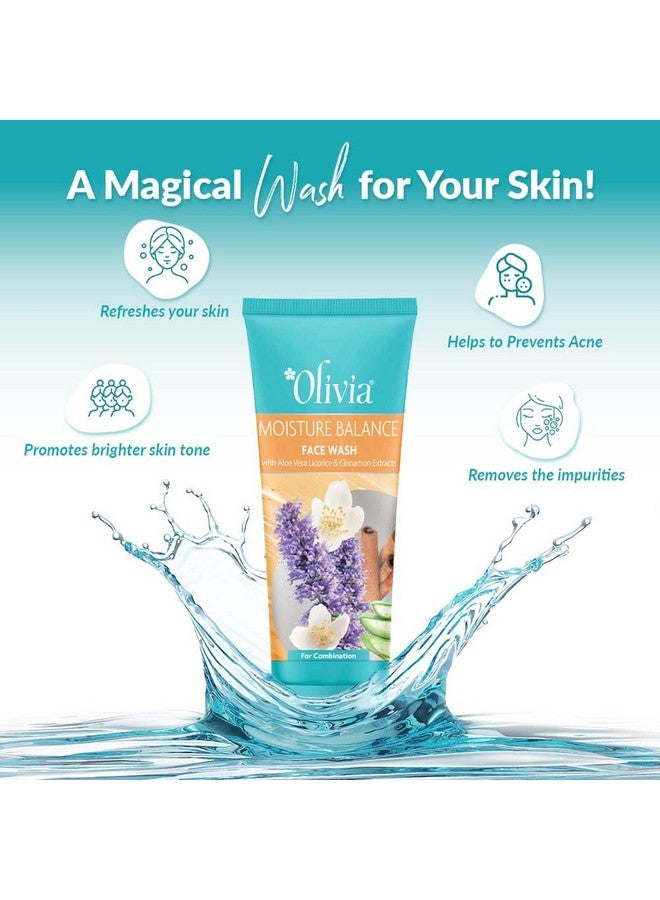 Olivia Moisture Balance Face Wash With Aloe Vera Licorice And Cinnamon Extracts Gentle Skin Cleanser For Dry To Normal Sensitive Skin Hydrating Face Wash Paraben Free 100Ml - Image 2