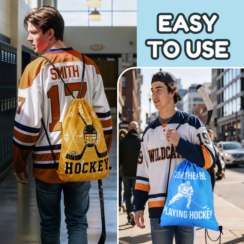 SilTriangle 24 Pcs Hockey Drawstring Bags Bulk 16 x 14 Inch Lightweight Sports Sack with Adjustable String Closure Gift Bags for Hockey Player Party Favors & Goodie for Sport Theme Event & Celebration - Image 3