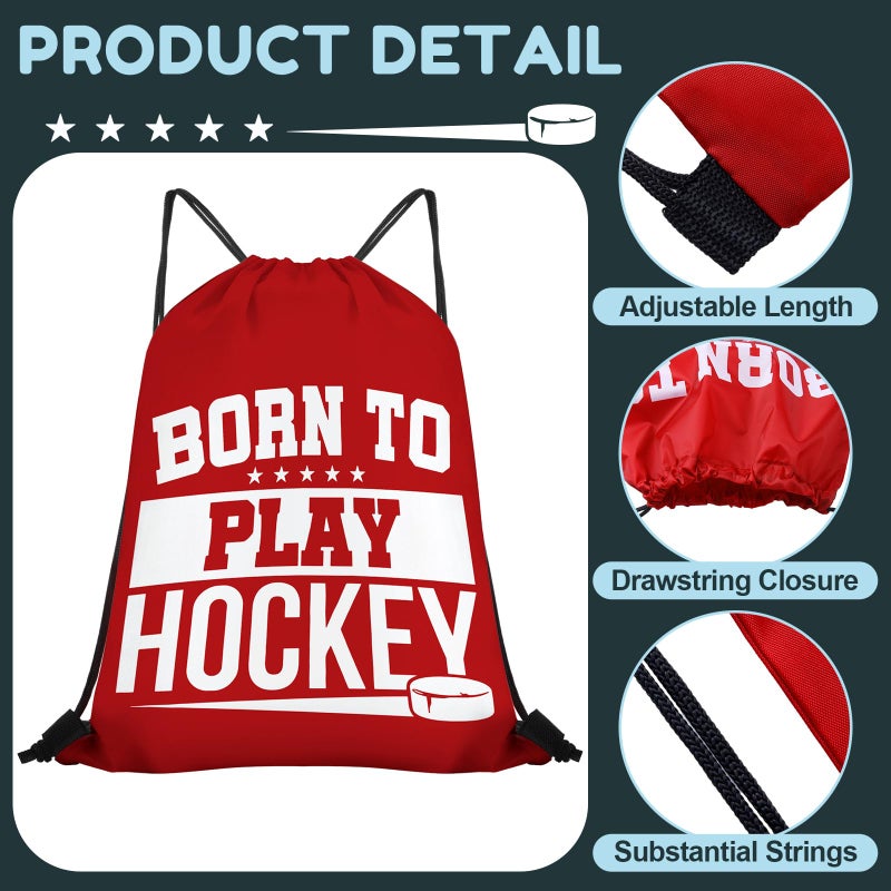 SilTriangle 24 Pcs Hockey Drawstring Bags Bulk 16 x 14 Inch Lightweight Sports Sack with Adjustable String Closure Gift Bags for Hockey Player Party Favors & Goodie for Sport Theme Event & Celebration - Image 4