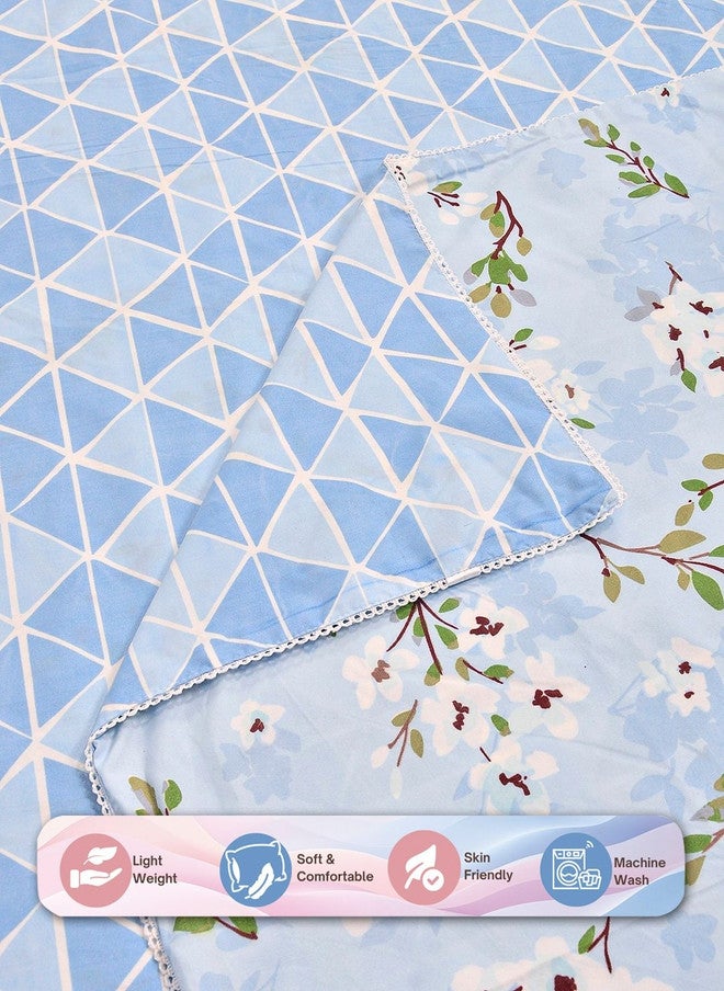 Arrabi Blue & Green Floral Printed Mild Winter 300 GSM Dohar - Image 5