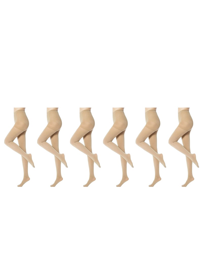 Be-Queen 6 Pairs Pantyhose for Women One Size High Waist Sheer Tights Lightweight Full Length Stockings  - Image 1