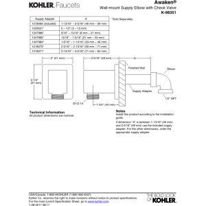 KOHLER Awaken Wall-Mount Supply Elbow with Check Valve, Polished Chrome - Image 2