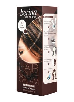 Berina A Series Cream Hair Color Full Coverage Long Lasting Dye Cream 60 Gm With Developer And Protein Conditioner For Men And Women (60Gm Pack Of 1, A2 Dark Brown)  - Image 1
